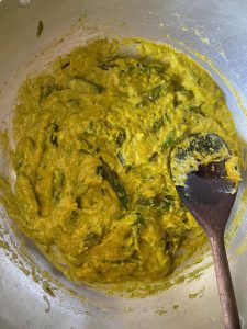 yellow colour creamy asparagus sauce